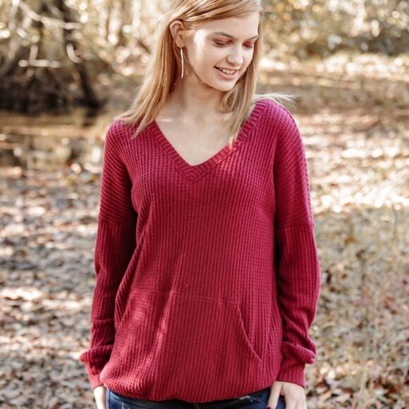 [NEW] Brushed Waffle Knit Top - Sz S - Picture 2 of 5